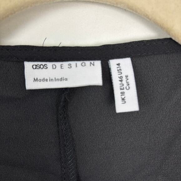 NWOT ASOS DESIGN Curve Chiffon Belted Beach Kimono Black Sheer Cover-Up Sz 14 - Picture 6 of 8